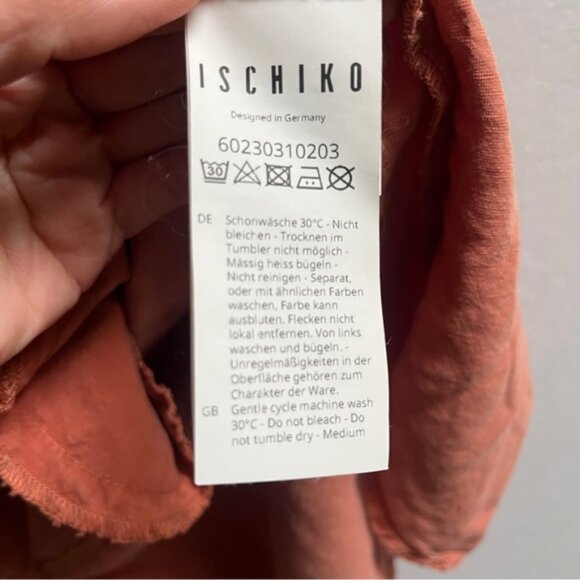 Ischiko linen blend orange short sleeve dress Sz XXL 24” PTP - Picture 6 of 11